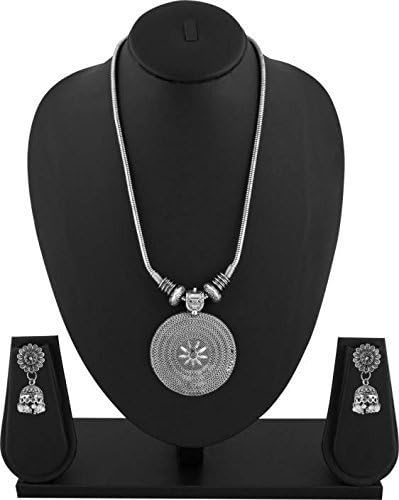 Sapna FX Antique Jewellery German Silver Oxidised Jewellery for Girls Necklace Set -TL-1001