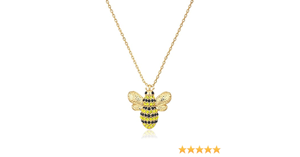 Pave Bee Mini Pendant Necklace Multi 