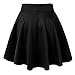 Aenlley Womens Basic Shirts Stretchy Short Pleated Circle Flared Skater Skirt Color Black Size M