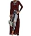 Womens Sexy High Front Split Long Sleeve Crewneck Clubwear Cocktail Maxi Dress Red XL