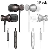 Wired in-Ear Headphones Magnetic Headphones, KEKU 2 Packs with Smart Remote Control and Microphone, Stereo Isolation, for Smartphones, laptops, Games, All 3.5mm Interface Devices