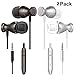 KEKU Wired in-Ear Headphones Magnetic Headphones, 2 Packs with Smart Remote Control and Microphone, Stereo Isolation, for Smartphones, laptops, Games, All 3.5mm Interface Devices