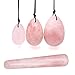 Yoni Eggs Massage Stones Stick,3pcs Natural Drilled Rose Crystal Quartz Jade Eggs and 1 pcs Massage Stick for Kegel Exercise Eggs Healing Stone to Train Pelvic Muscles
