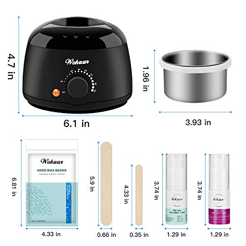 Wax Warmer Kit Hair Removal Waxing Kit, Hard Wax (3.5oz x4) +Pre/After Treatment Lotions +Wax Applicator(10 Large &10 Small) +3 Disposable Plastic Pots - Thumbnail 6
