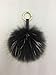 LITHER Genuine Fur Pom Pom Puff Ball Car Keyring / Bag Purse Charm Gray
