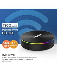 EstgoSZ T95Q   Caja de TV para Android 8.1, 4 GB, 64 GB, 4 GB, 4 GB, 4 GB, 4 GB, 4 GB, 4 núcleos, 64 bits, 2,4 G 5 G, WiFi USB3.0 KD18 H.265 4 K HDMI2.1 100 M 3,280.8 ft, LAN BT 4.1, con teclado inalámbrico retroiluminado