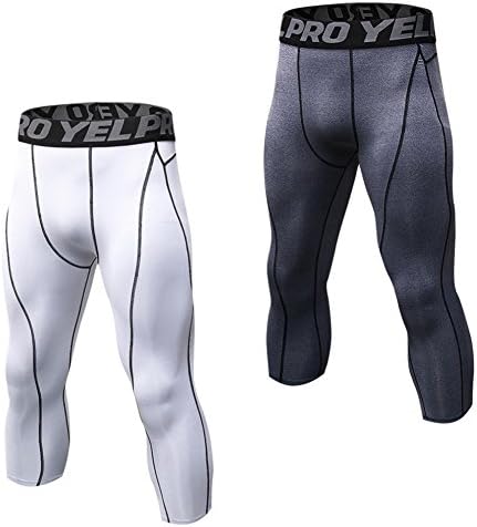 Men's 2pcs Compression Pants Workout Leggings Performance Running Tights Athletic Base Layer Pants