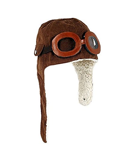 CTKcom Pilot Aviator Fleece Warm Hat Cap with Earmuffs for Kids,2 Pack(Coffee+Black)
