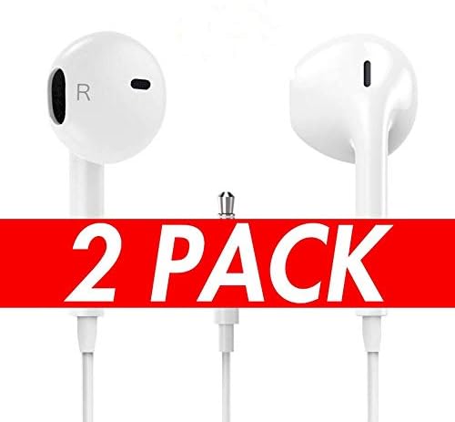 Earphones with Microphone [2 Pack] Premium Earbuds Stereo Headphones and Noise Isolating Headset Control for Samsung Galaxy S7 S8 and Android Phones.