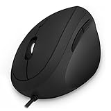 Wired Vertical Mouse, Jelly Comb Small Ergonomic Mouse High Precision Optical Mice with Adjustable Sensitivity 800/1200 /1600 DPI, 6 Buttons, 【 for Small Hands 】 - Black