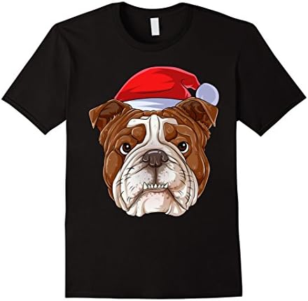 Mens Santa English Bulldog Face T Shirt Funny Christmas Gifts XL Black