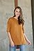 SAYM Women Oversize Pocket Open Fork Hem Long T-Shirt Tops Brown