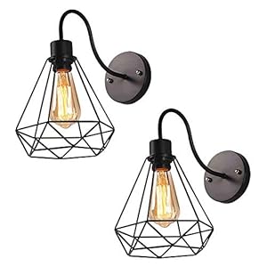 2 stuks wandlamp van metaal, vintage industriële wandlamp in retro look, materiaal: metaal, kunststof, kleur: zwart…