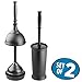 MetroDecor mDesign Toilet Bowl Brush and Plunger for Bathroom, Black, Set of 2