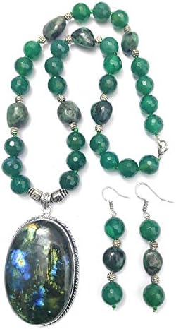 Eshopitude Natural Healing Gemstone Designer Necklace Earring Set for Women & Girls/Special Valentine Day Gift for Girl Friend Wife Sister Daughter Mothar & Love Ones