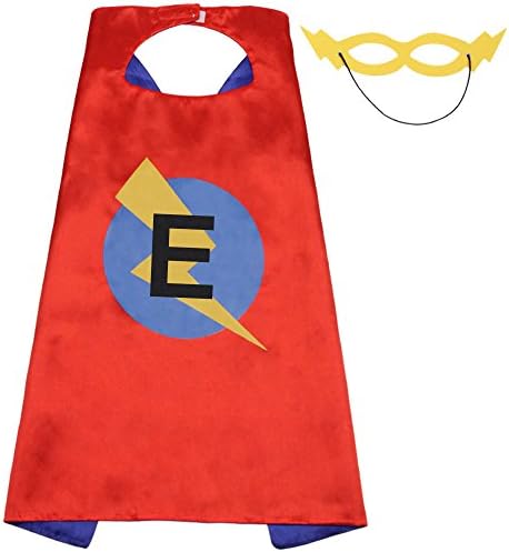 LYNDA SUTTON Kids/Adult Superhero Capes with 26 Letter Initial Cape Red & Blue Cape for Boy Girl 27.5"/47"