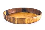 Falin & Lenin's Wood Serving Plate, Crafted Natural Wood Round Serving Tea Tray Salad,Fruit Dessert Cake Snack,Large Platter, 14