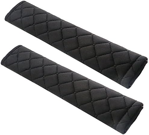 ESFUN 2 Pack Black Universal Car Safety SeatBelt Shoulder Strap Pad Soft Headrest Neck Support Pillow Cover Cushion,No Slip,No Rubbing
