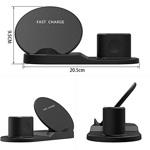 MQOUNY Wireless Charger, Upgrade 3 in 1 Wireless Charging Stand for Apple Watch,Charging Station for Airpods,Fast Wireless Charger Dock for All QI Phone with Charger Adapter (Black)