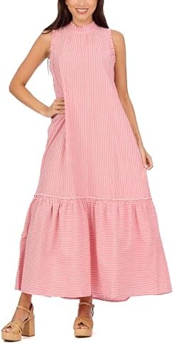 max studio striped maxi dress Max Studio Womens Long Sleeve Button Down Tier Maxi Dress