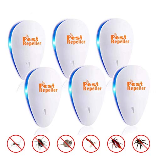 Ultrasonic Pest Repeller 6 Pack ,2020 Newest Pest Repellent,Pest Control Set of Electronic Plug in Repellent Indoor for Flea, Mosquitoes, Mice, Spiders, Ants, Roaches, Non-Toxic, Humans & Pets Safe