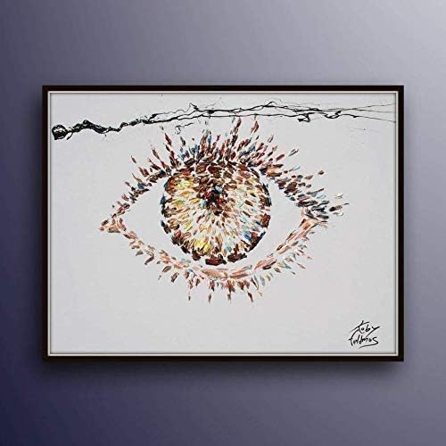 Eye Painting 40" - Original & Hand Made Oil Painting on Canvas, Thick paint, Express shipping, By Koby Feldmos