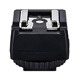 JJC Standard Hot Shoe Adapter with Extra PC sync Connection Port & 3.5mm Mini Phone Connection Port for Connecting Cameras to Additional Off-Camera Flash,Studio Light,Strobes or Other Accessories