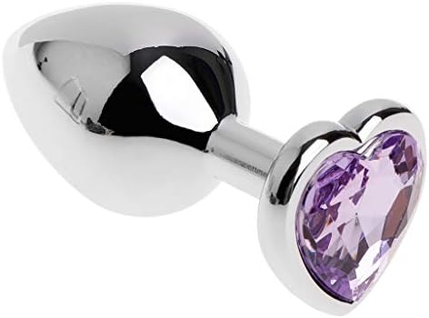 Gantian Purple Heart Shape Crystal Rhinestone Stainless Steel Large Size A'mal P'lug for Men for Women
