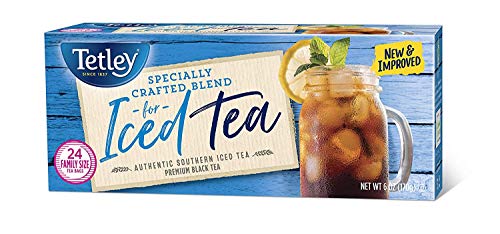 Tetley Black Tea, Iced Tea Blend, Family Size, 24 Round Tea Bags (Pack of 6) (Packaging may vary)
