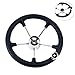 Amarine Made 5 Spoke Boat Marine Destroyer Steering Wheel 13-1/2 Inch with Black Foam Grip and Knob
