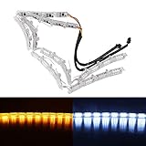 LED Daytime Running Light Sunsbell Flowing Turn Signal Light Car LED Strip Lights Headlight LED White/Amber DRL Strip - 2pcs