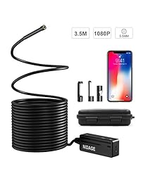 Endoscopio inalámbrico compatible con iPhone Android, NIDAGE WiFi 0.217 in 1080P HD Borescope Cámara de Inspección 2.0 MP Semirrígida Cámara de serpiente para inspección de motor motor de coser tubo vehículo (11,5 pies)