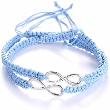 Two Pack Infinity Bracelet Set for Couples or Best Friends (Baby Blue)