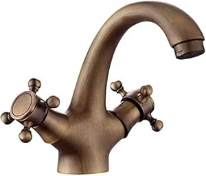 Grifo Retro baño cobre negro doble palanca sobre encimera lavabo grifo