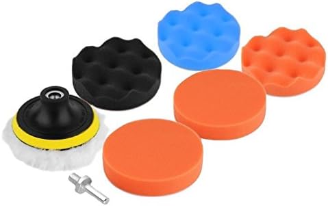 Tumao 7pcs 4" 100mm Polishing Pads, Auto Car Compound Sponge and Woolen Waxing Buffing Sanding Pads Kits with M10 Drill Adapter (Colour)