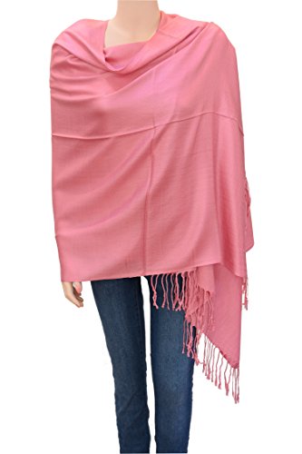 Flyingeagle Trade Solid Color Pashmina Shawl Scarf for Women (Light Pink)