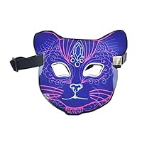 Yugust Halloween Lighting Sound Activated Mask,Flashing LED Half Face Mask,Sound Induction Mask Eyemask Cosplay Costume Props for Festival Party Halloween Carnivals Dance Ball - Cat