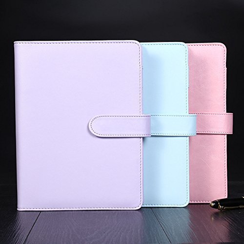 Katoot@ Cute Macaron spiral notebook Creative A5/A6 PU leather binder diary planner organizer journal stationery office school supplies (A5) (Purple, A5)