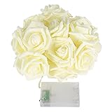 String Lights,Mulcolor 20 LED Battery Operated Rose Flower String Lights Fairy Lights for Valentine's,Wedding,Party,Indoor Decoration,Warm White,7 ft/2.2m