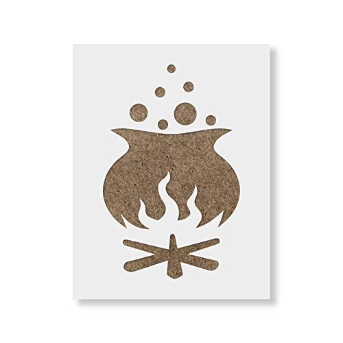 Cauldron of Witches Brew Stencil Template - Reusable Halloween Stencil with Multiple Sizes Available