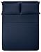 Amazon Basics Deluxe Microfiber Striped Sheet Set, Navy Blue, 4 pieces Queen