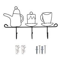 Saim Wall Hook Rack Metal Decorative Coat Rack Wall Mounted Cute Design Storage Hanger Rack Wall Coat Hooks for Bathroom Bedroom Keys Hats Cups Holder (Teapot)