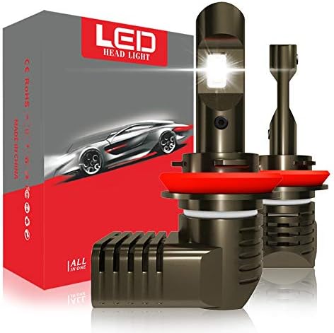 ROADSUN P10 Headlight LED H11/H9/H8 LED Headlight Bulbs Conversion Kit, 60W 6000K 10000LM All-in-One Plug&Play LED Headlamps 1Pair, Ultra White Bright LED Bulbs