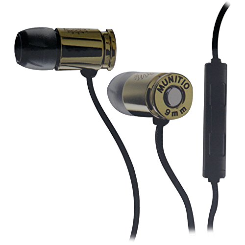 Munitio NINES Tactical Earphones with 3 Button Mic Control, Gold
