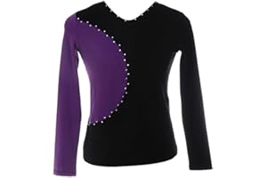 LIUHUO Figure Skating Training Top Leotards Four Colors Girls Backless, Purple, 150