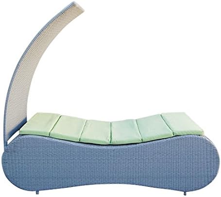 PROLINEMAX 2 PCS Gray - Contour SUNBED Wicker Rattan Outdoor Patio Pool Lounge Chair Bed Removable Shade Canopy - Lime Cushion