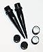 3 Pairs of Black Tapers 316l Steel Tunnels and Black Plugs Ear Stretching Kit Gauges Gauging Plugs