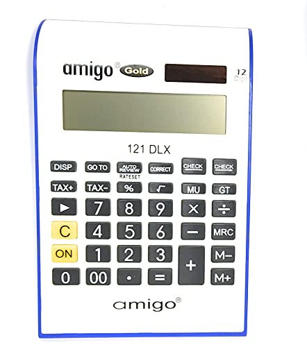 SHRESTH Amigo Gold 121DLX Calculator, 12 Digits, Large Display, 120 Steps Check-Correct (Blue)