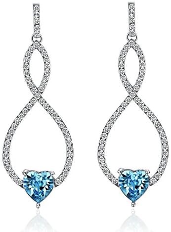 Lelekiss Bridal/Prom/Wedding SWAROVSKI ELEMENTS Aquamarine Blue Crystal Infinity Drop Earrings for Women