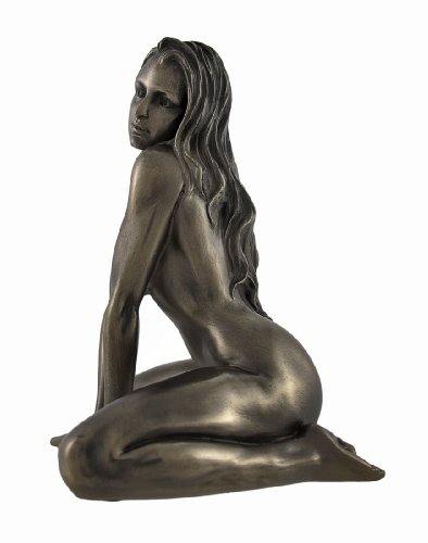 Bronzed Finish Nude Kneeling Woman Statue Sculpture Erotic Art